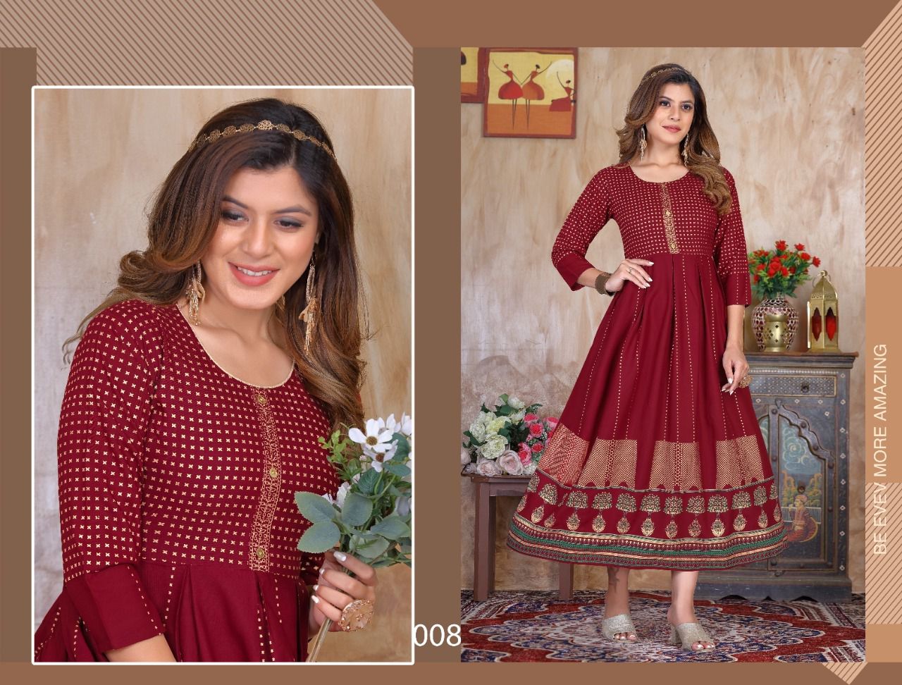 Golden Natural Beauty 1 New Fancy Wear rayon Designer Kurti Collection